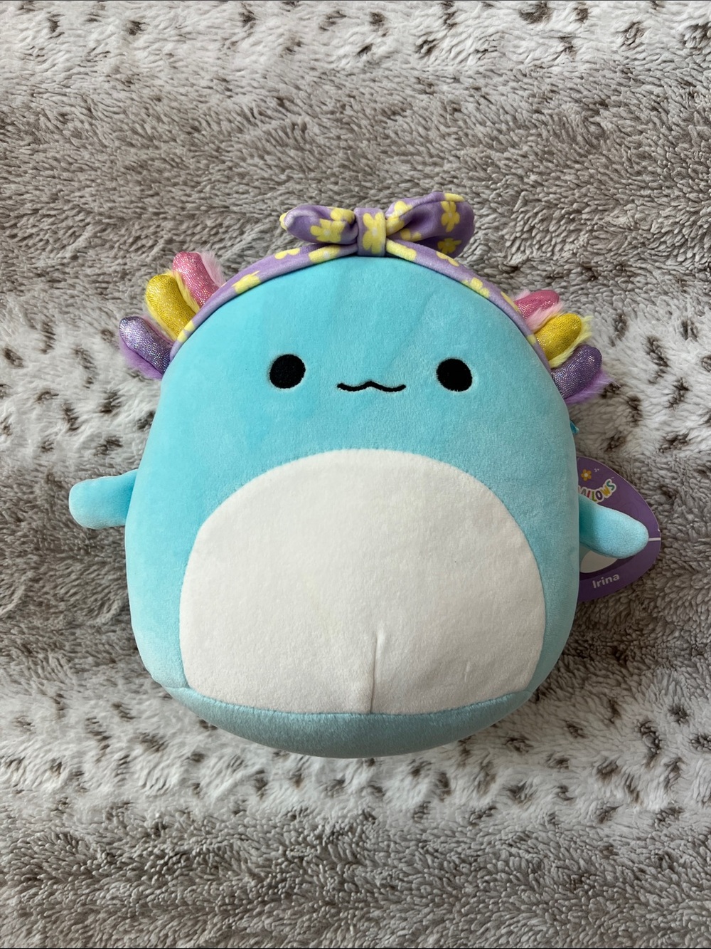 🆕 Squishmallow Blue Plush Axolotl with Headband